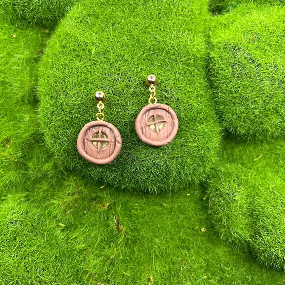 Fairy Window Polymer Clay Hypoallergenic Handmade Dangle Earrings Hobbit Fairy - Picture 1 of 10